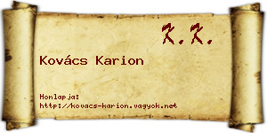 Kovács Karion névjegykártya